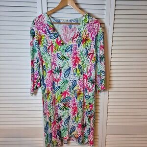Tybee Island Clothing Co Women's M‎ Tropical Print Dress Coverup Beach Resort